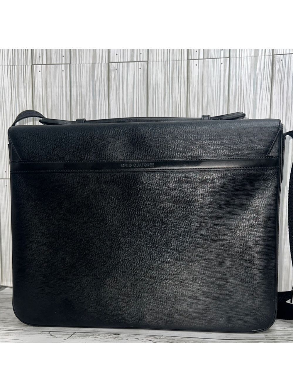 Louis Quatorze Black Leather Messenger Bag Crossbody Briefcase Satchel Laptop Wo - Picture 7 of 16